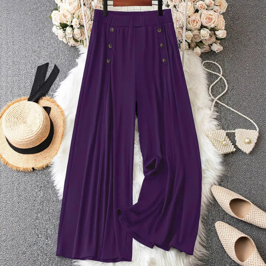 Damen Elegante Palazzohose mit Knopfdetails Nord Taschen