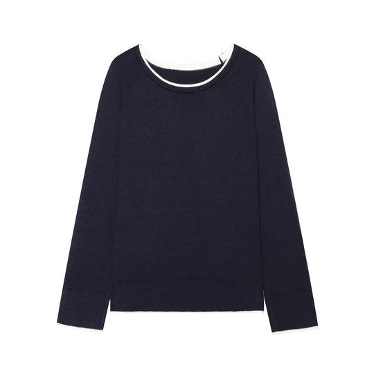 Damen Feiner Raglan-Pullover mit Rundhals und Lagenoptik Nord Taschen