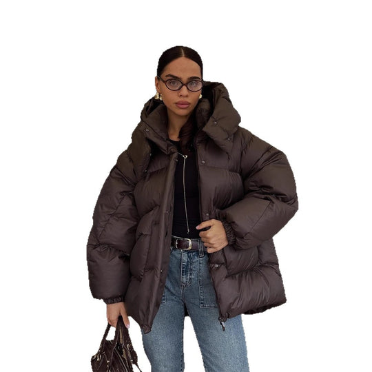 Damen Oversize Steppjacke mit hohem Schalkragen und wattierter Füllung Nord Taschen