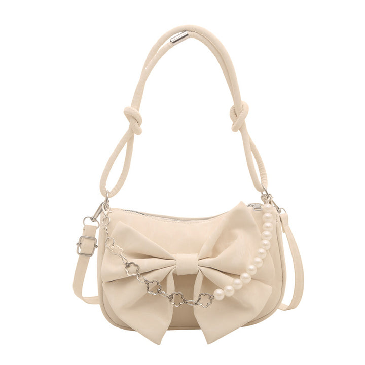Damen Handtasche mit eleganter Rüschendekoration und perlverziertem Henkel Nord Taschen