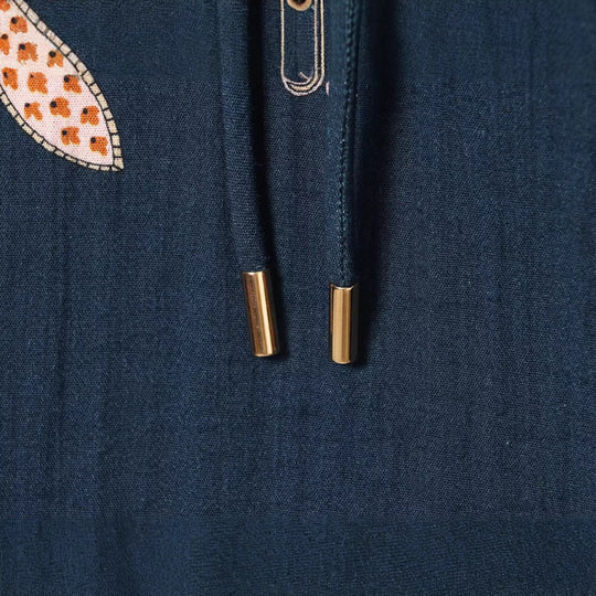Damen Boho-Tunika‑Midikleid mit Paisley‑Print, Ballonärmeln und Tunnelzug Nord Taschen