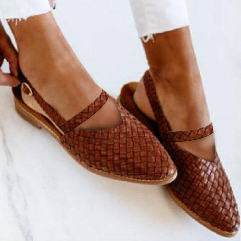 Woven-Style Spitze Slingback Flats für Damen