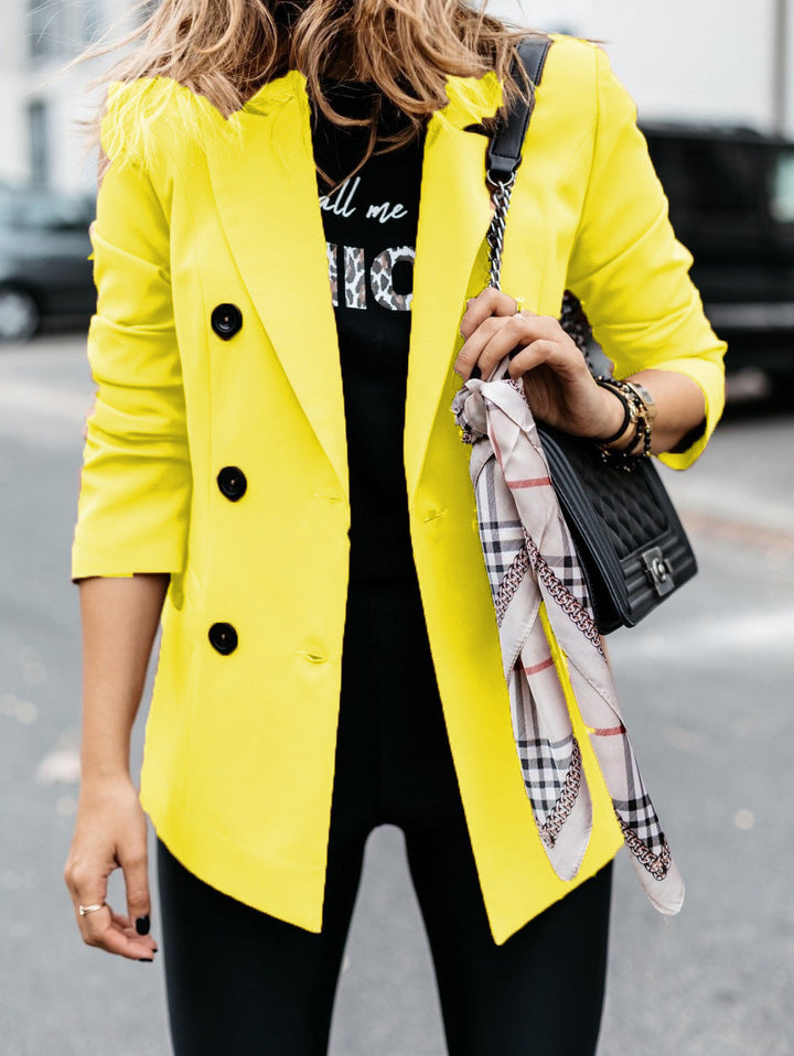 Damen eleganter taillierter Blazer mit doppelter Knopfleiste