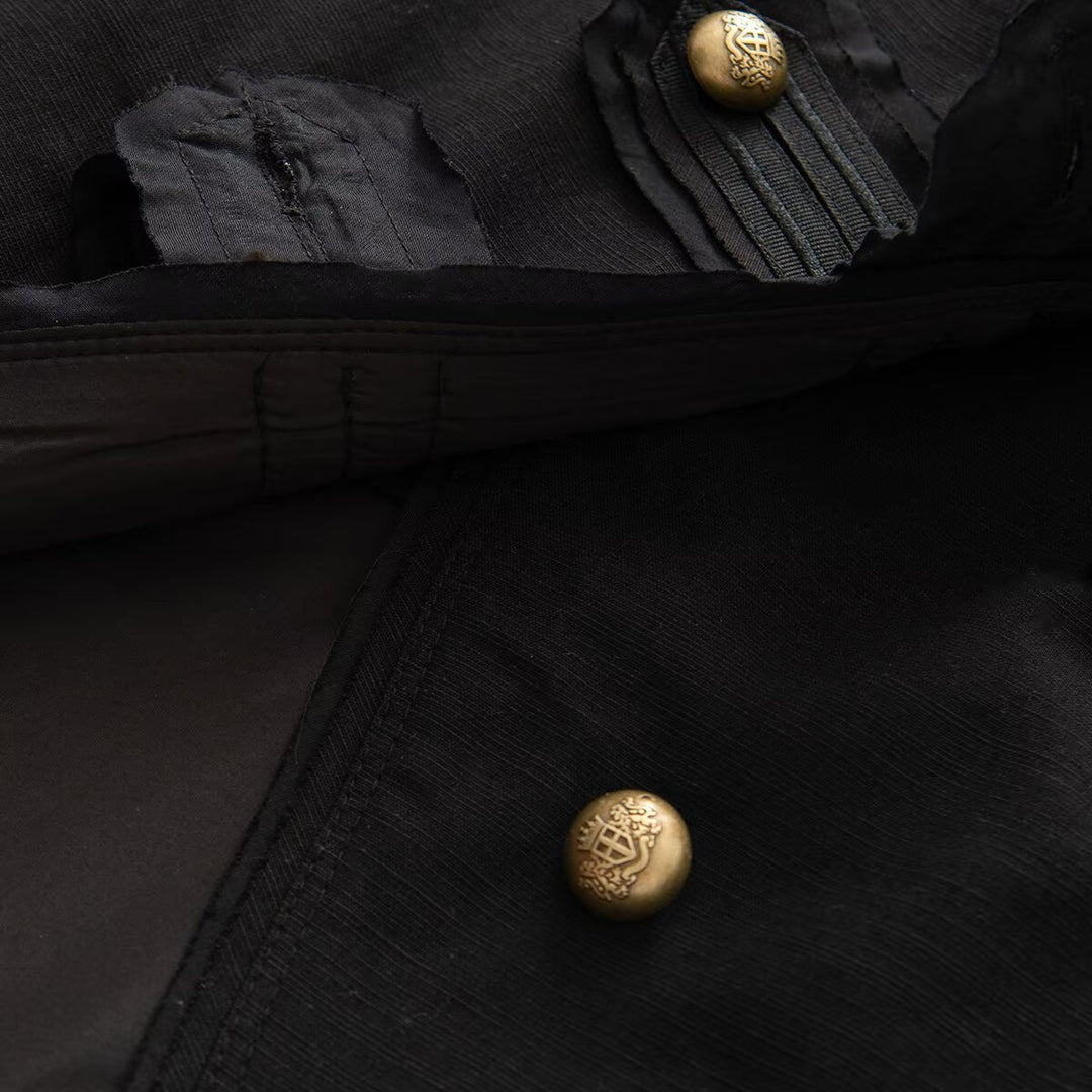 Damen Kurze Militärjacke mit Stehkragen und goldenen Zierknöpfen Nord Taschen