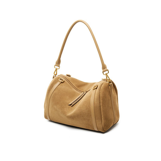 Damen Hobo-Tasche aus weichem Wildleder mit goldenen Akzenten Nord Taschen