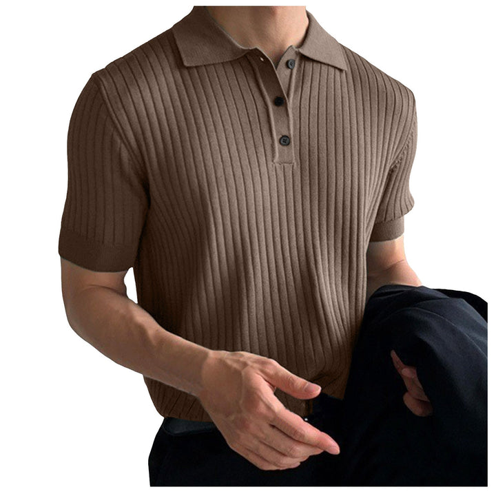 Herren nan schmal geschnittenes geripptes Poloshirt aus Feinstrick mit Kurzarm und Polokragen
