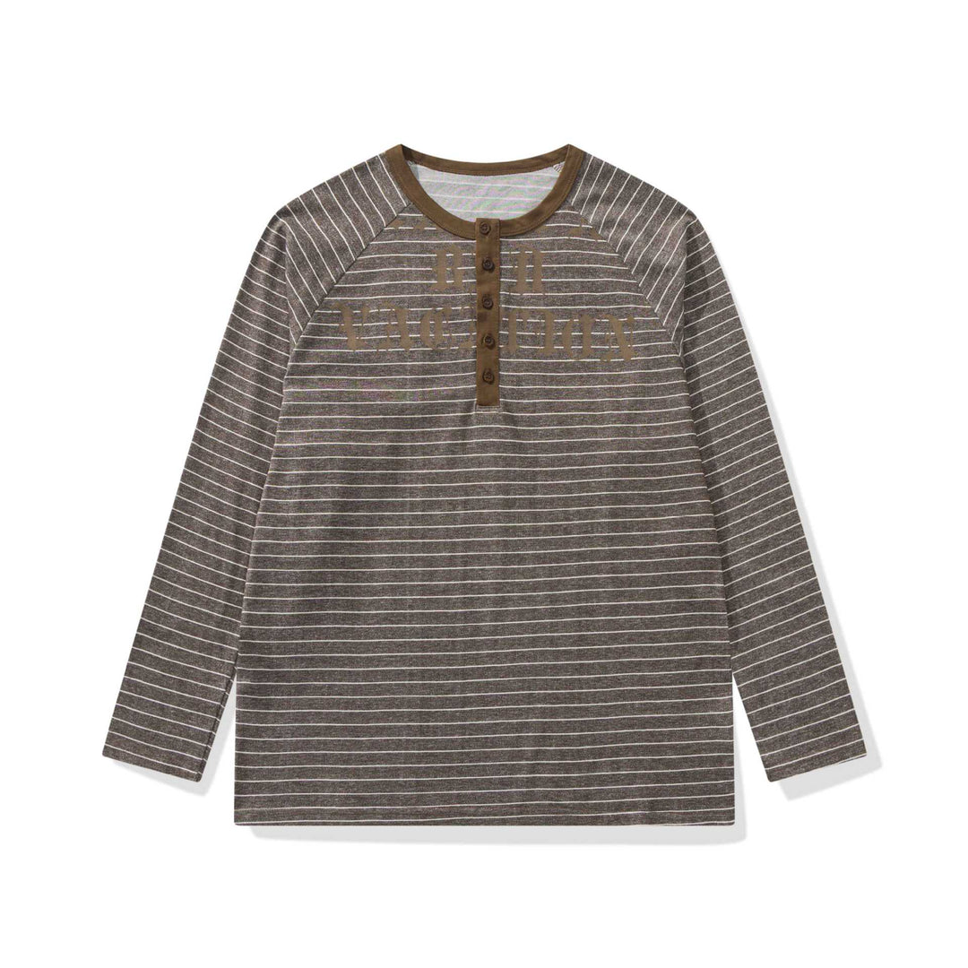 Herren Longsleeve-Henley mit Raglanärmeln und Knopfleiste Nord Taschen