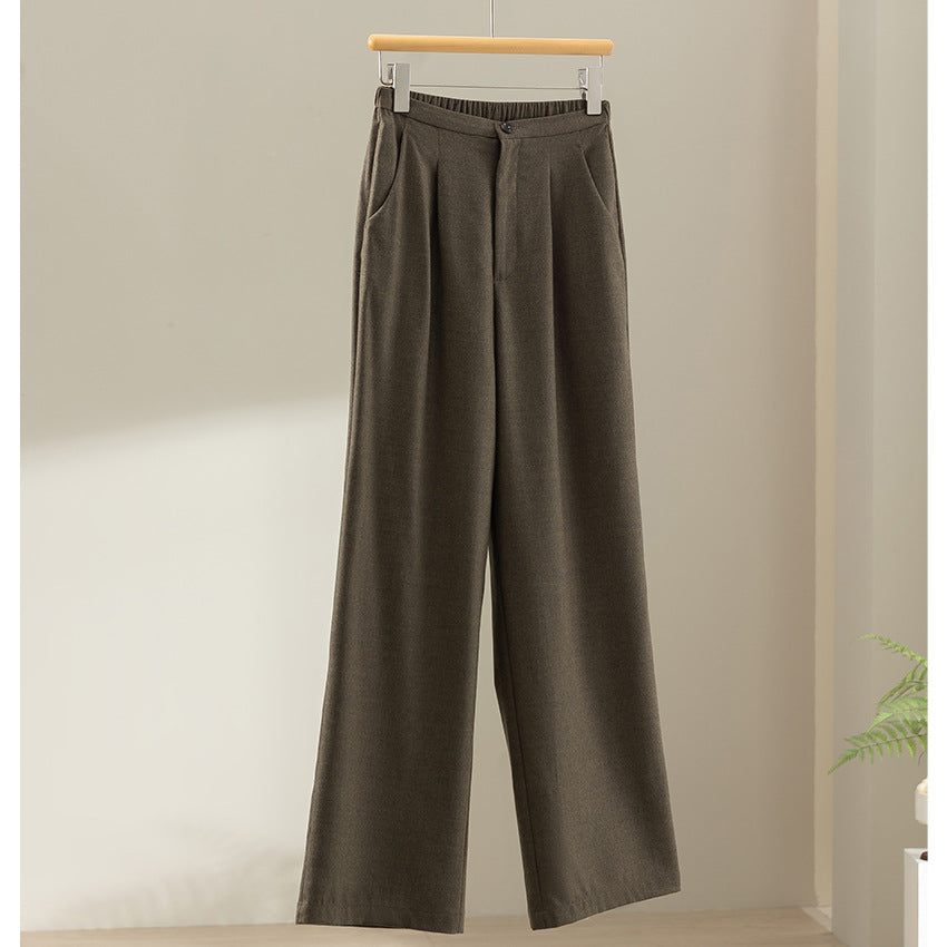 Damen Weite High-Waist-Hose mit Bundfalten, elastischem Rückenteil und seitlichen Eingrifftaschen Nord Taschen