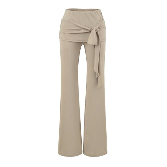 Damen dreiteiliges Lounge-Set mit kurzem Knopfcardigan, Spitzentop und Wickel-Schlaghose Nord Taschen