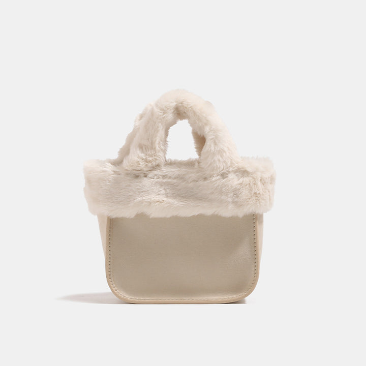 Damen Mini-Tasche mit luxuriösem Kunstfellkragen Nord Taschen