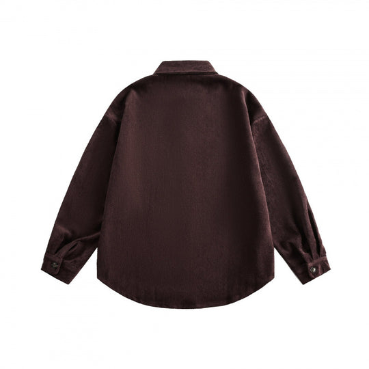 Unisex Oversize Samt-Hemdjacke mit Brusttasche und durchgehender Knopfleiste Nord Taschen