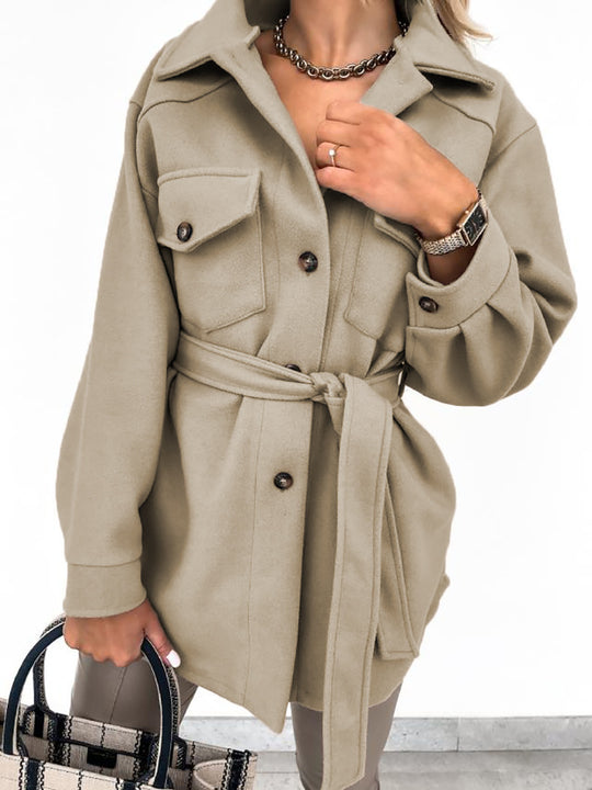Damen Oversize-Hemdenjacke mit aufgesetzten Klappentaschen Nord Taschen