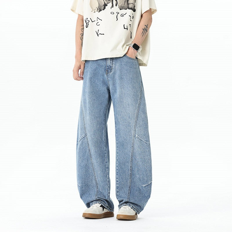 Herren Extraweite Baggy-Jeans mit tiefem Schritt und markanten Kontrastnähten Nord Taschen