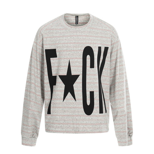 Damen Gestreiftes Oversize-Sweatshirt mit großflächigem Typo-Print und Rundhalsausschnitt Nord Taschen