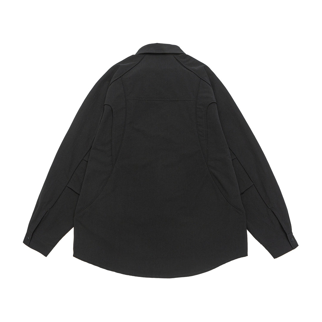 Damen Oversize-Hemdjacke mit abgerundeten Eingrifftaschen und Druckknöpfen Nord Taschen