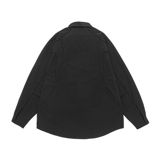 Damen Oversize-Hemdjacke mit abgerundeten Eingrifftaschen und Druckknöpfen Nord Taschen
