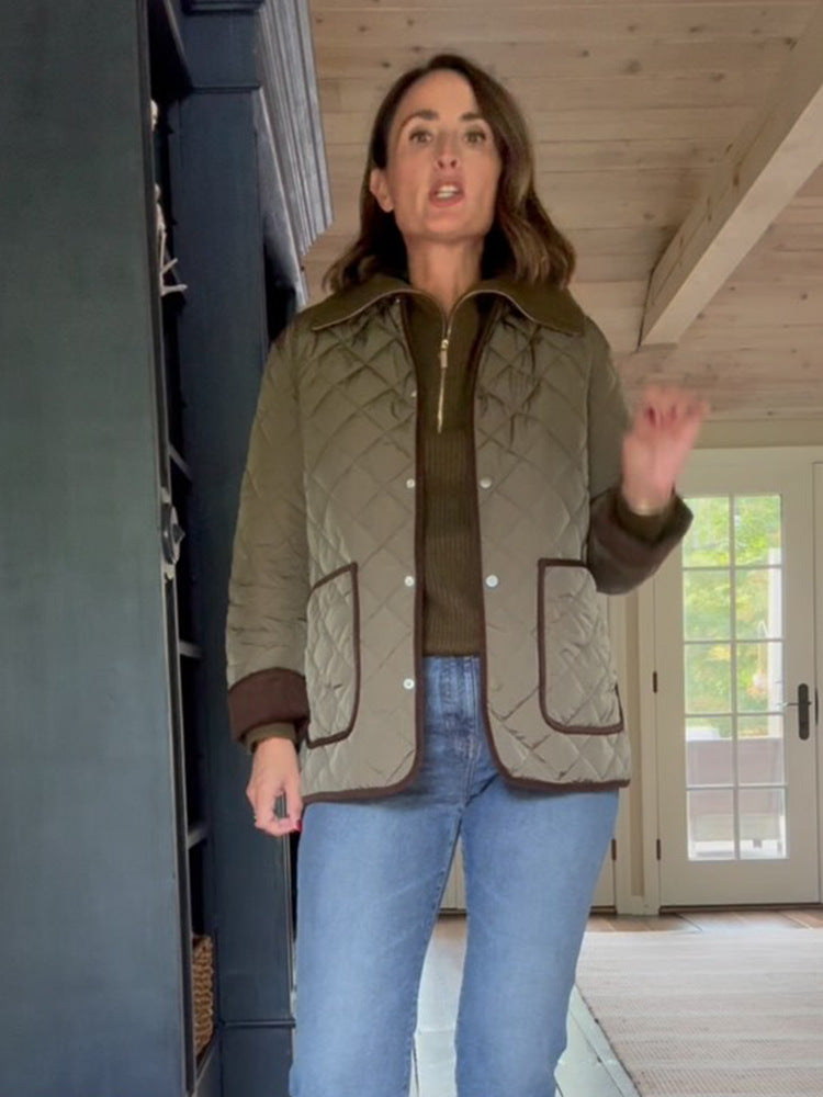 Damen gesteppte Fieldjacke mit Kontrastpaspel, aufgesetzten Pattentaschen & hüftlanger Boxy-Silhouette Nord Taschen