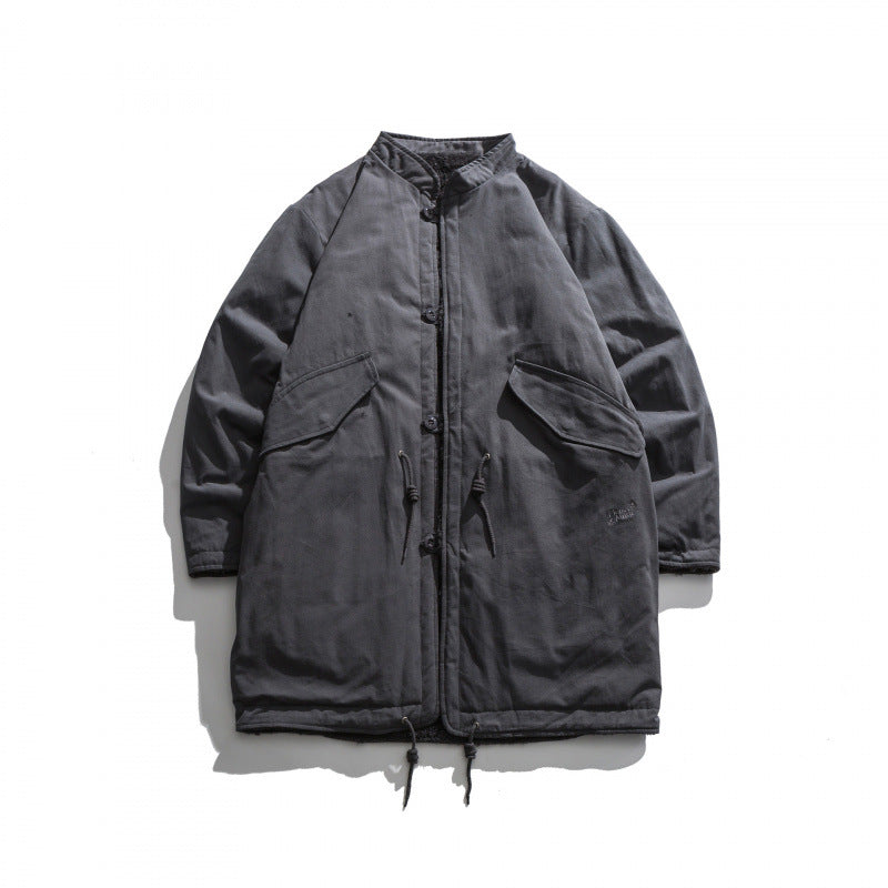 Herren Isolierende Parkajacke im Oversize‑Cut mit Sherpa‑Futter und Tunnelzugsaum Nord Taschen