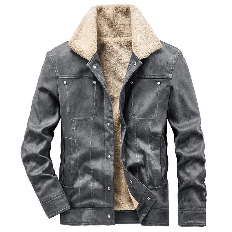 Herren Teddygefütterte Canvasjacke im Pilotenstil mit Kontrastnähten Nord Taschen