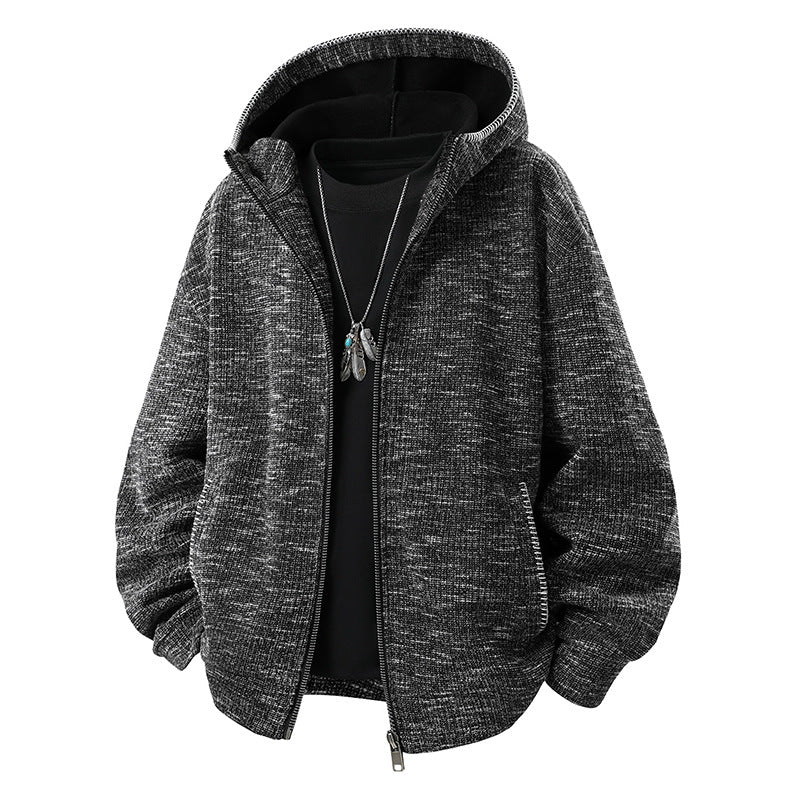 Herren Gepolsterte Strickoptik‑Kapuzenjacke mit Thermofutter und Zwei‑Wege‑Reißverschluss Nord Taschen