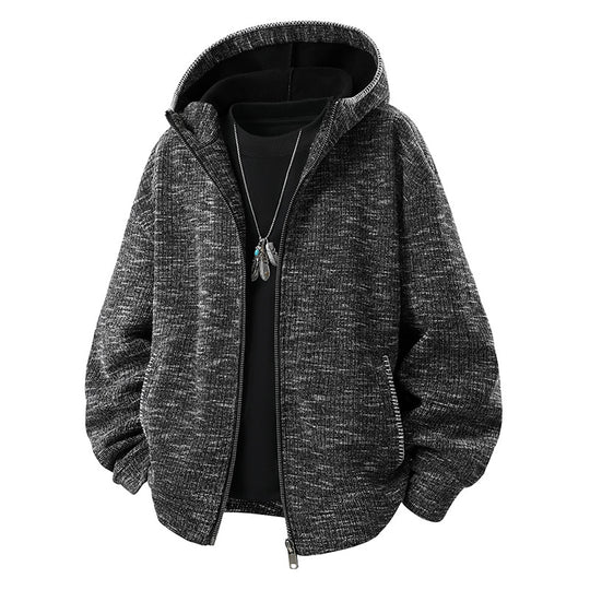Herren Gepolsterte Strickoptik‑Kapuzenjacke mit Thermofutter und Zwei‑Wege‑Reißverschluss Nord Taschen