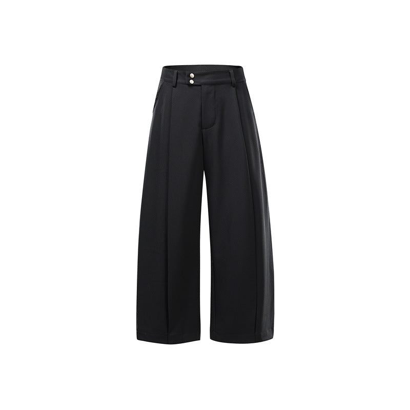 Damen Hochtaillierte Culotte-Hose mit Mittelnaht, Bügelfalte und Doppelknopfbund Nord Taschen