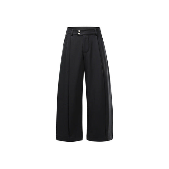 Damen Hochtaillierte Culotte-Hose mit Mittelnaht, Bügelfalte und Doppelknopfbund Nord Taschen