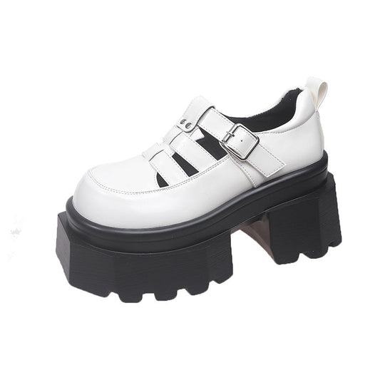 Damen Plateau-Schuhe mit modischem Riemen-Design und hohem Blockabsatz Nord Taschen