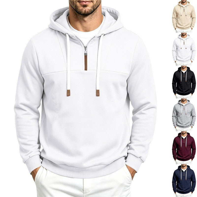 Herren Moderner Halbzip-Hoodie aus French Terry mit Zierriegel und Kordelzug Nord Taschen