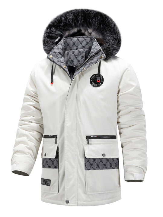 Herren Langer Thermo-Parka mit Kapuze, Logo-Innenfutter und Multifunktions-Taschen Nord Taschen