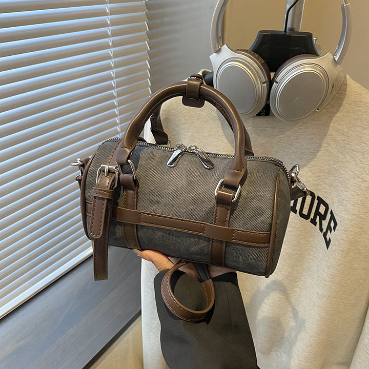 Damen modische Handtasche mit strukturiertem Denim und Lederdetails Nord Taschen