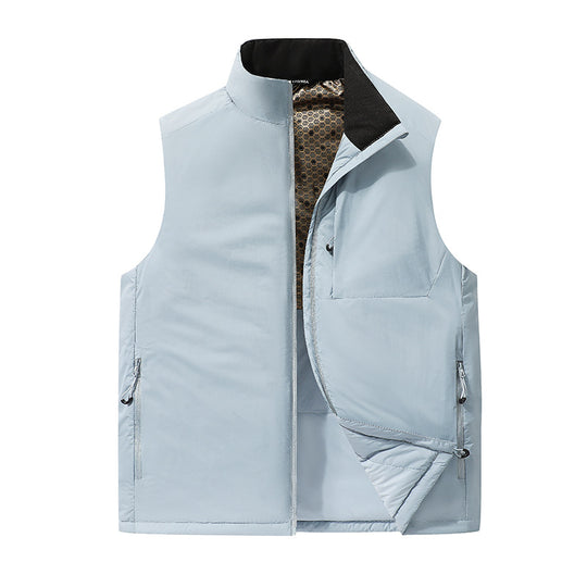 Herren Wattierte Outdoor-Weste mit Stehkragen, Multifunktionstaschen und leichtem Thermofutter Nord Taschen