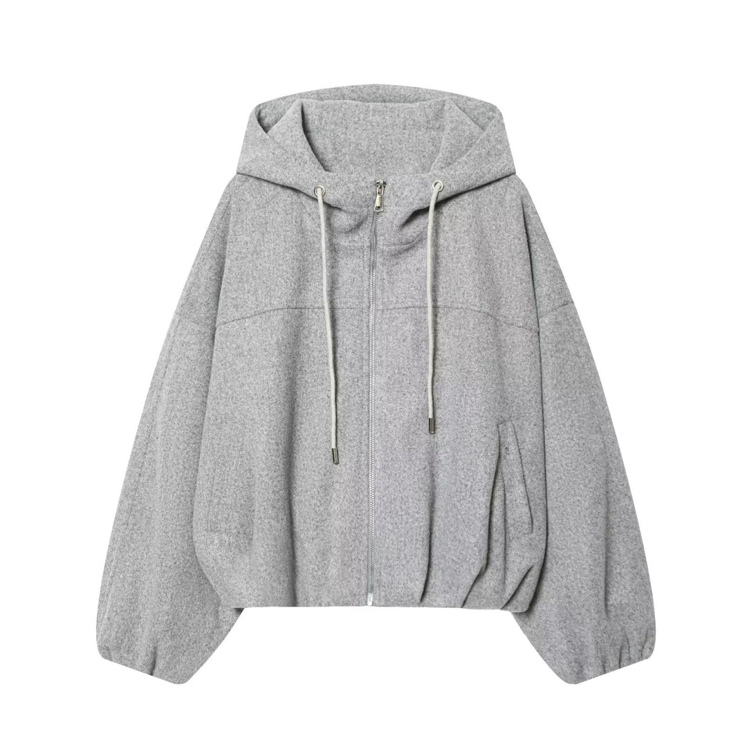 Damen Oversize‑Kapuzenjacke aus Wollmix im Boxy‑Cropped‑Schnitt Nord Taschen