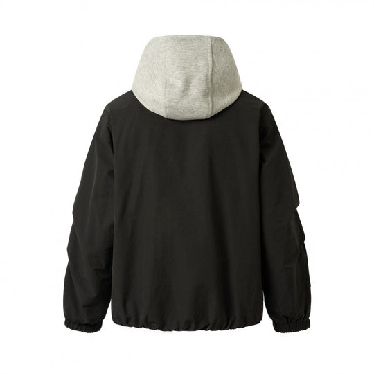 Unisex Oversize Kapuzenjacke im Layering-Look mit kontrastierter Kapuze, Druckknopfleiste und elastischem Saum Nord Taschen