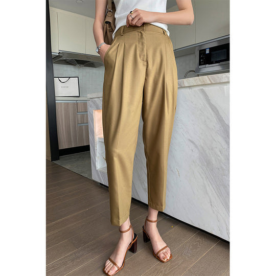 Damen Hochtaillierte Bundfaltenhose mit Cropped‑Schnitt und schmal zulaufendem Bein Nord Taschen