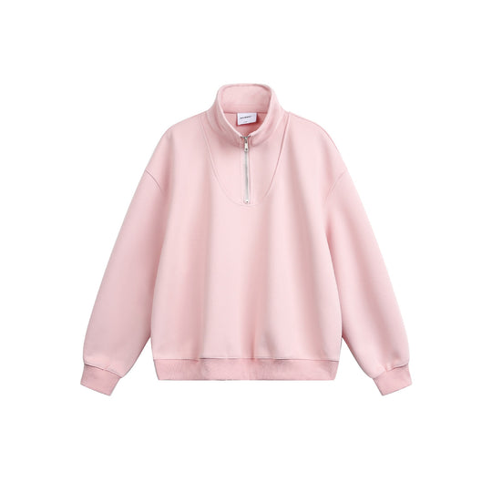 Damen Oversize Sweatshirt mit halbem Reißverschluss und Stehkragen Nord Taschen
