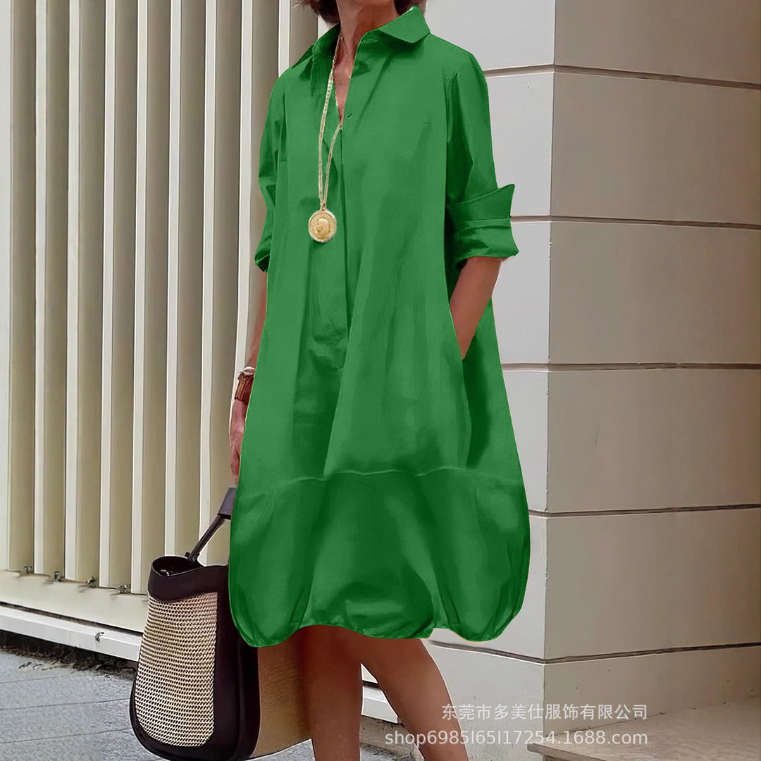 Damen lässiges Hemdkleid mit praktischen Seitentaschen und einem luftigen Schnitt
