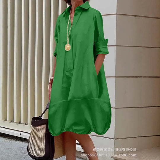 Damen lässiges Hemdkleid mit praktischen Seitentaschen und einem luftigen Schnitt