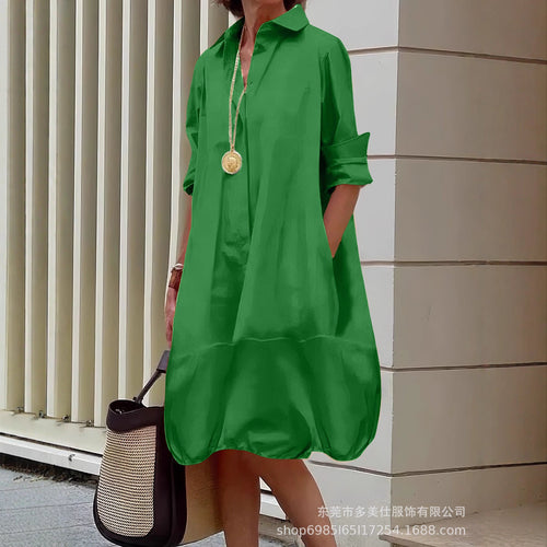 Damen lässiges Hemdkleid mit praktischen Seitentaschen und einem luftigen Schnitt