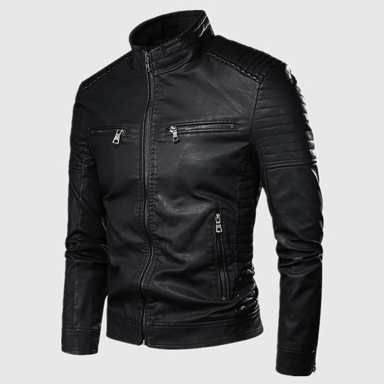 Herren Stilvolle Lederjacke mit Steppdetails Nord Taschen