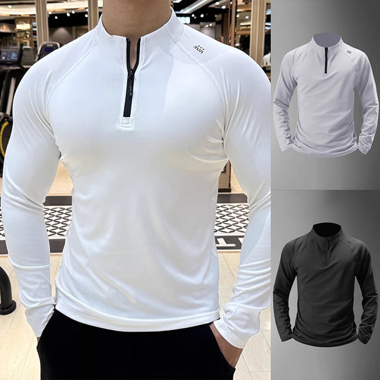 Herren Sportliches Langarmshirt mit Reißverschluss Nord Taschen