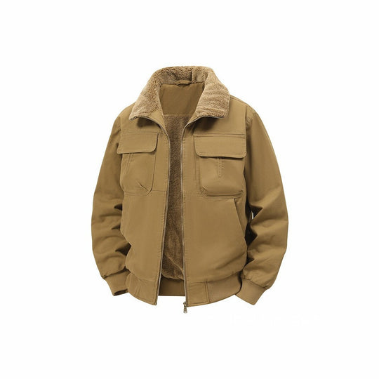 Herren Thermo‑Bomberjacke mit durchgehendem Reißverschluss, Sherpa‑Kragen und Utility‑Taschen Nord Taschen