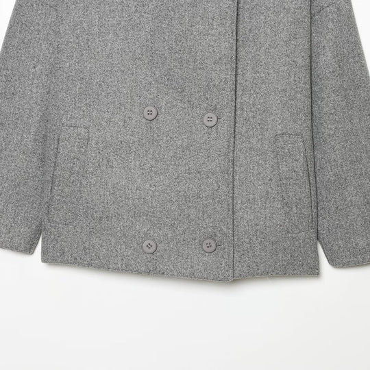 Damen Kurzes Cape-Mantel aus Wollmix mit hohem Stehkragen und doppelreihiger Knopfleiste Nord Taschen