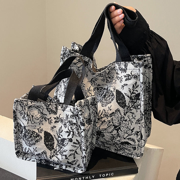 Damen Baumwoll-Canvas-Shopper mit floralen Mustern Nord Taschen