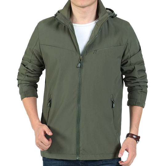 Herren leichter Funktions-Kapuzenblouson mit winddichter Shell, verdecktem Reißverschluss und Multi-Taschen Nord Taschen