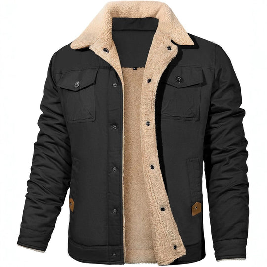 Herren Utility-Arbeitsjacke aus Canvas mit Kunstfellkragen und gesteppter Innenfütterung Nord Taschen