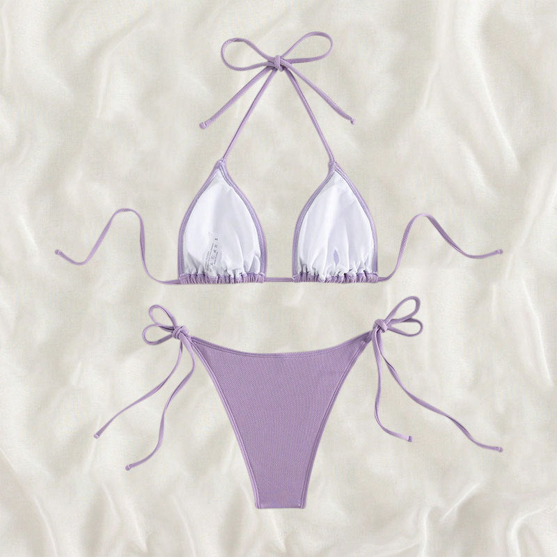 Damen Triangel-Bikini mit verstellbaren BindNord Taschenändern und hohem Beinausschnitt