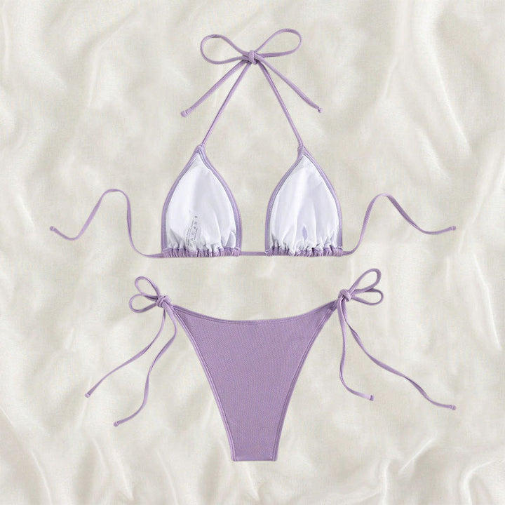 Damen Triangel-Bikini mit verstellbaren BindNord Taschenändern und hohem Beinausschnitt