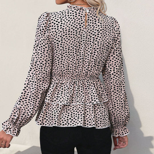 Damen Gesmokte Volant-Bluse mit Rüschen-Taille und langen Ärmeln Nord Taschen