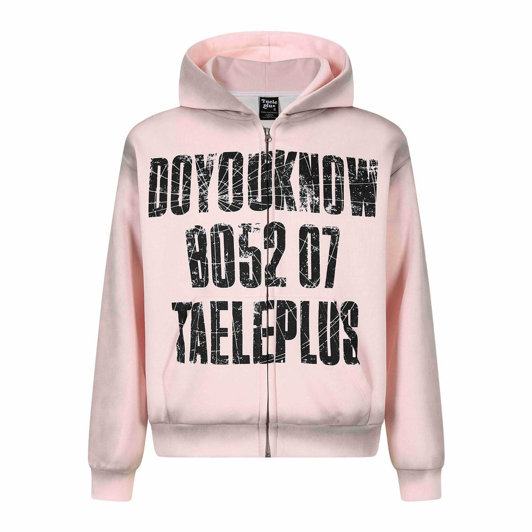 Unisex Kapuzenjacke mit durchgehendem Reißverschluss, großem Typo‑Print und Kängurutasche Nord Taschen